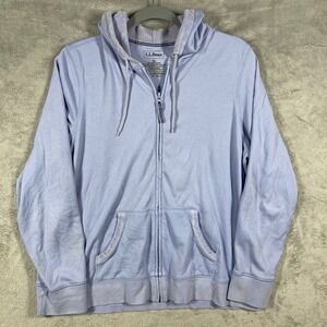 L.L. Bean Full Zip Hoodie Women XL Blue French Terry Cotton Blend 269819